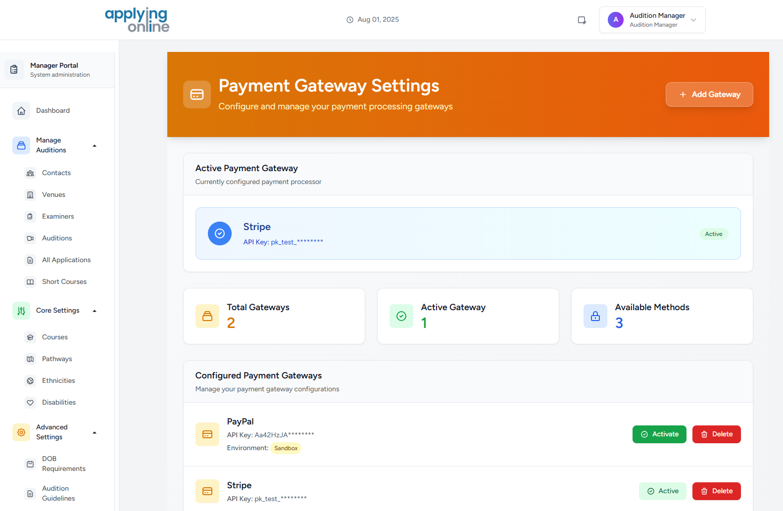 Payment Gateway Settings